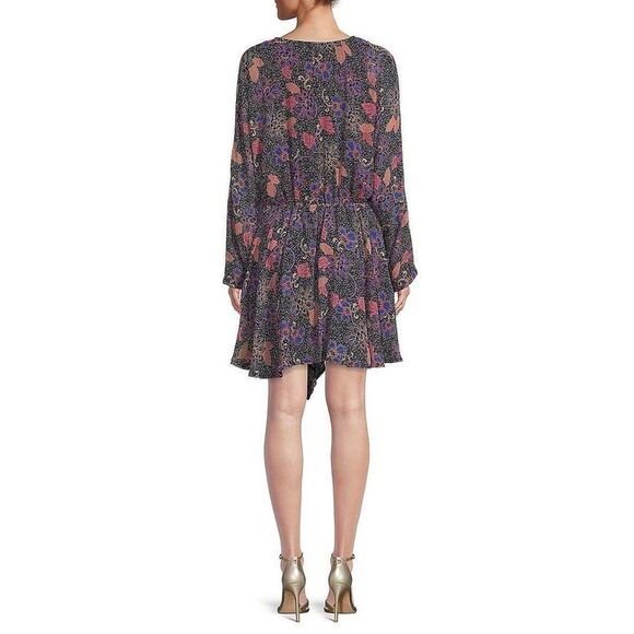 Free People Women's Teegan Floral Wrap Dress - Peach Combo - L - Picture 2 of 3